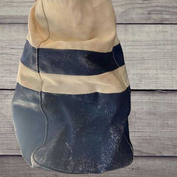 Tory Burch Large Canvas Color Block Navy Tote Beach pool Bag Purse - Picture 4 of 12